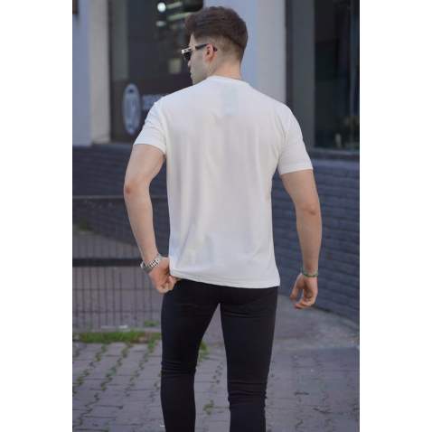 Men White Basic T-Shirt 5847 - Beyaz