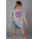 Mad Girls Printed Gray T-shirt Mg1149 - Gri