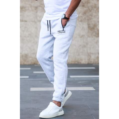 Madmext Light Gray Embroidered Sweatpants For Men 5434 - Karmelanj