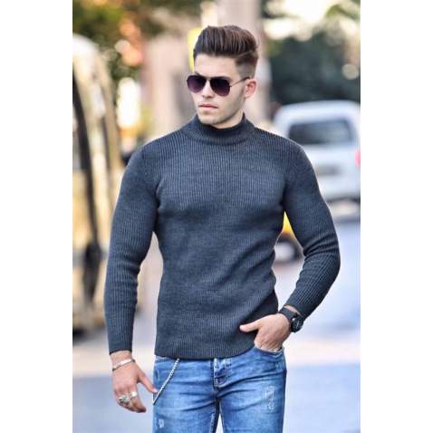 Madmext Dark Grey Turtleneck Jumper 4369 - Antrasit