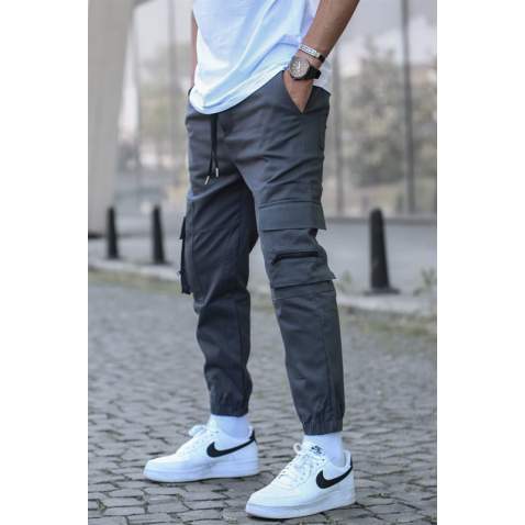 Madmext Men Smoke Gray Cargo Trousers 5440 - Füme