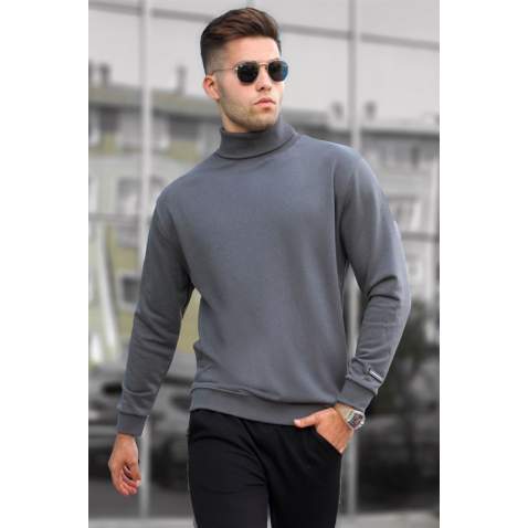 Madmext Men Turtleneck Smoke Gray Sweater 5317 - Füme