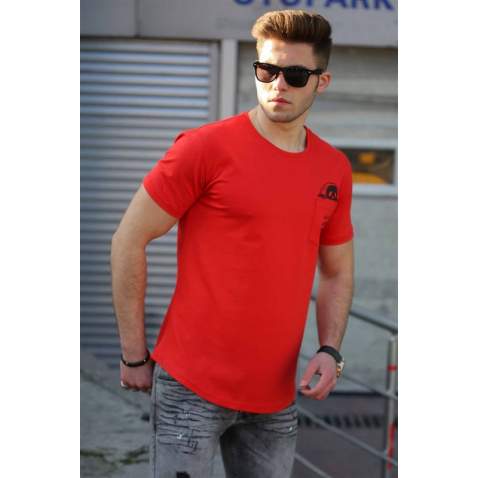 Madmext Red T-shirt with Pocket for Men 4492 - Kırmızı