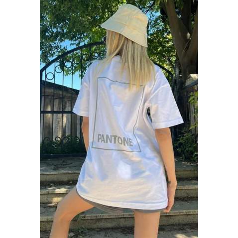 Women Printed White Over Fit T-Shirt MG1492 - Beyaz