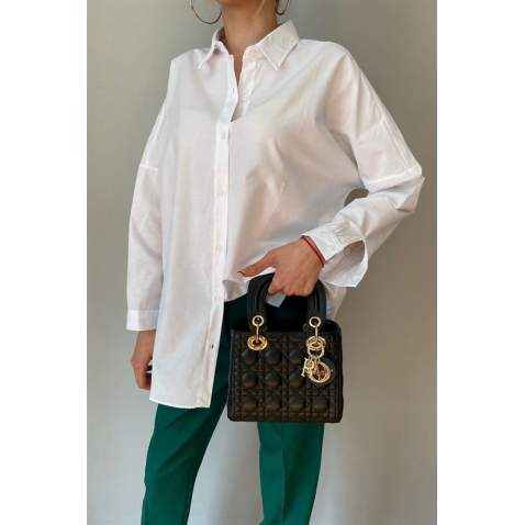 Mad Girls Oversize White Shirt MG1369 - Beyaz