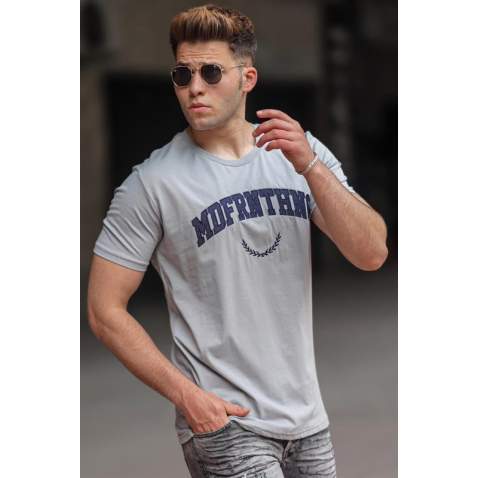 Madmext Men Printed Gray T-shirt 5267 - Gri