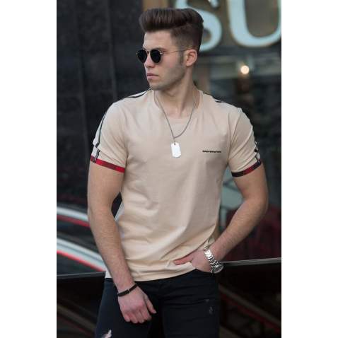 Madmext Men Camel Plain T-shirt 4498 - Camel