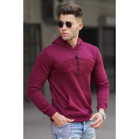 Madmext Men Maroon Hoodie Sweatshirt 5289 - Bordo