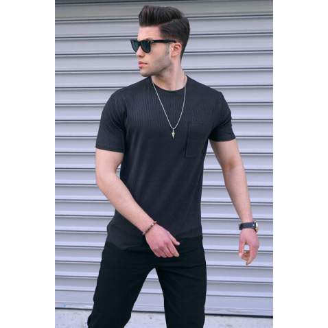 Men Basic Black T-Shirt - Siyah