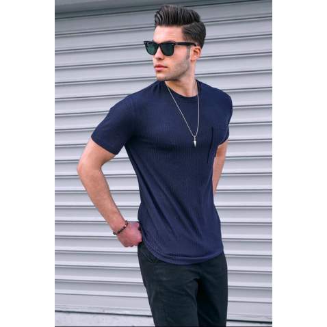 Men Basic Navy Blue T-Shirt - Lacivert