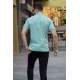 Men Striped Mint Green Polo T-Shirt 5879 - Mint yeşili