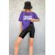 Women Printed Oversize Purple T-Shirt MG1490 - Mor