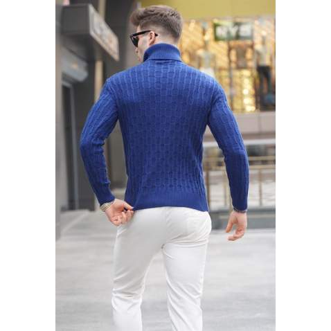 Light Navy Blue Knitwear Sweater 5759 - Açık lacivert