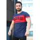 Madmext Navy Blue Printed T-shirt for Men 3013 - Lacivert