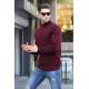 Maroon Designed Knitwear Sweater 5796 - Bordo