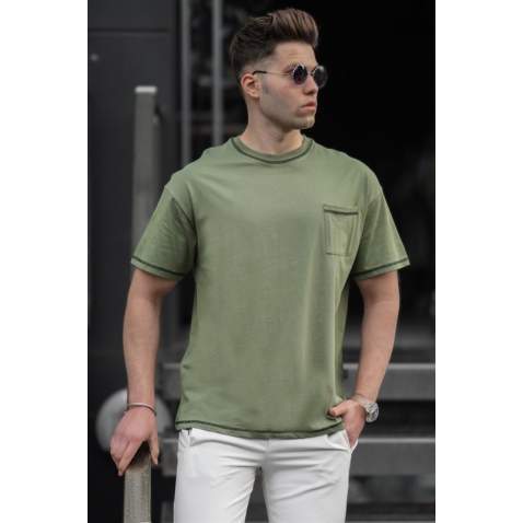 Madmext Men Front Pocket Khaki T-shirt 5228 - Haki