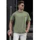 Madmext Men Front Pocket Khaki T-shirt 5228 - Haki