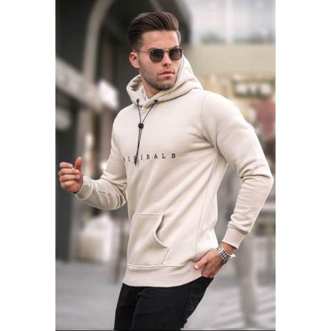 Madmext Men Beige Printed Sweatshirt 5340 - Bej