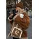 Mad Girls Camel Suede Leather Coat MG1329 - Kahverengi