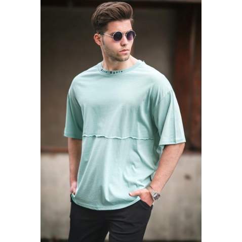 Madmext Men Printed Oversize Green T-shirt 5250 - Yeşil