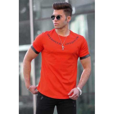 Madmext Orange Printed T-shirt for Men 4464 - Turuncu