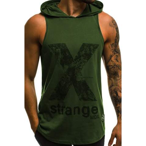 Madmext Men Khaki Hoodie Vest 2649 - Haki