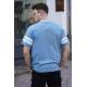 Men Printed Blue Oversize T-Shirt - Mavi