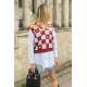 Women Designed Tile Red Sweater - Kiremit