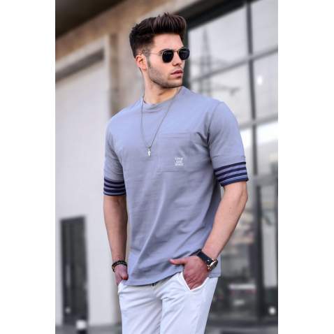 Madmext Men Dye Gray T-shirt 5806 - Boyalı gri