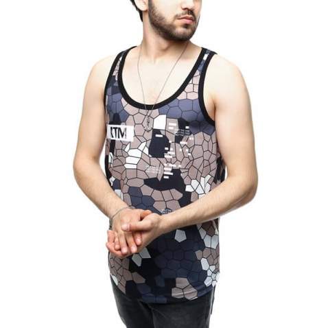 Sleeveless T-Shirt In Printed - Kahverengi