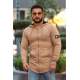 Madmext Camel Zipper Detailed Hoodie 4140 - Camel