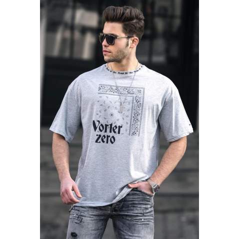 Madmext Gray Printed T-shirt for Men 4964 - Gri