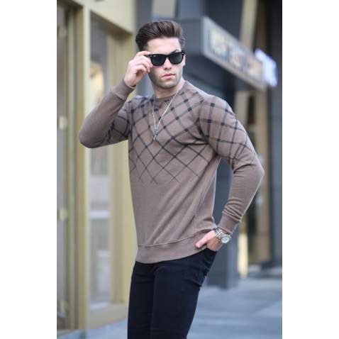 Camel Designed Knitwear Sweater 6019 - Camel