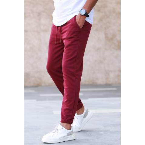 Madmext Men Plain Maroon Sweatpants 5424 - Bordo