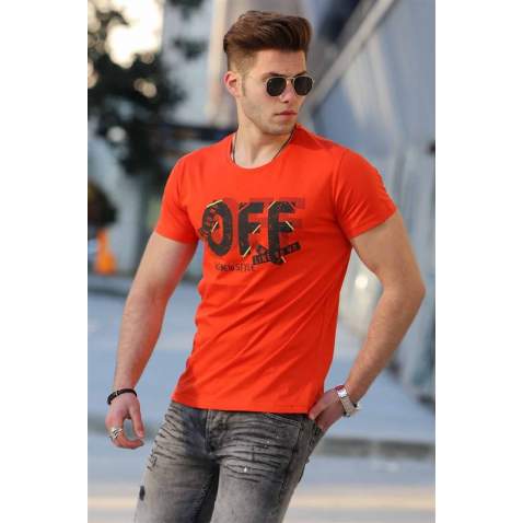 Madmext Big Size Orange T-shirt for Men 4573 - Turuncu