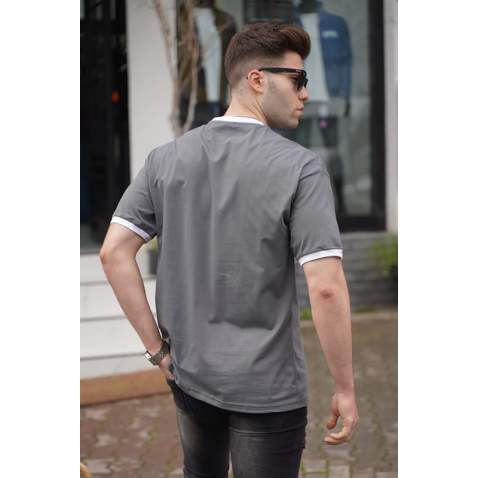 Men Smoke Gray Basic T-Shirt 5859 - Füme