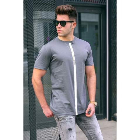 Madmext Men Printed Smoke Gray T-shirt 5378 - Füme