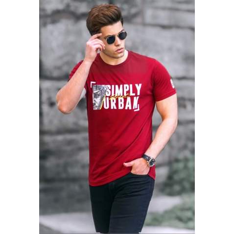 Madmext Men Printed Maroon T-shirt 5252 - Bordo