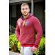 Burgundy Hooded Sweatshirt - Stripe Detailed 2788 - Bordo