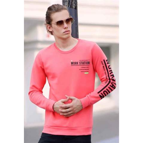 Madmext Pİnk Printed Sweatshirt 4161 - Pembe