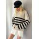 Beige Striped Sweater MG1258 - Bej