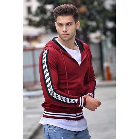 Madmext Bordo Fermuarlı Kapşonlu Sweatshirt 2664