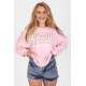 Mad Girls Printed Pink Sweatshirt Mg1204 - Pembe