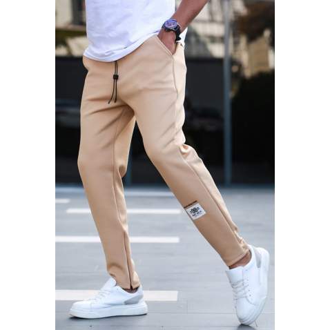 Madmext Men Beige Zip Sweatpants 5421 - Bej