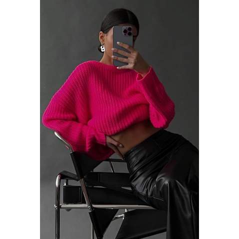 Mad Girls Oversize Fuchsia Sweater MG1344 - Fuşya