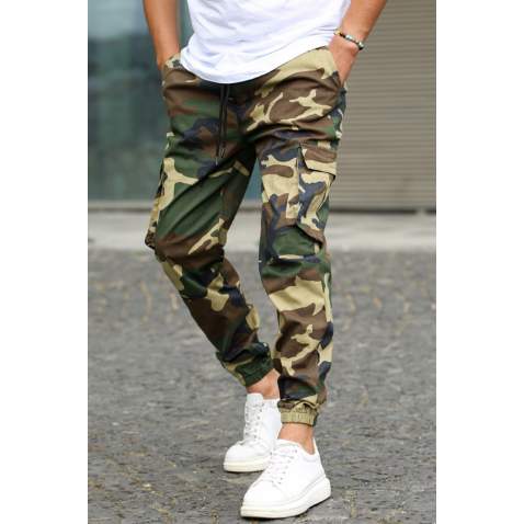 Men Camouflage Green Cargo Trousers 5447 - Yeşil