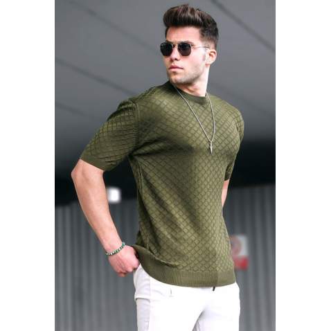 Madmext Men Khaki T-Shirt 5683 - Haki