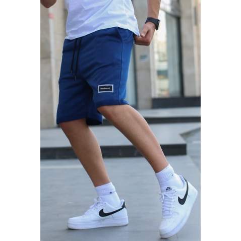 Men Basic Navy Blue Capri Shorts - Lacivert