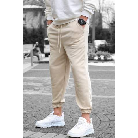 Men Beige Basic Jogger Trousers - Bej