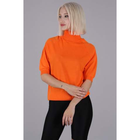 Orange High Neck Knitwear Sweater MG1565 - Turuncu